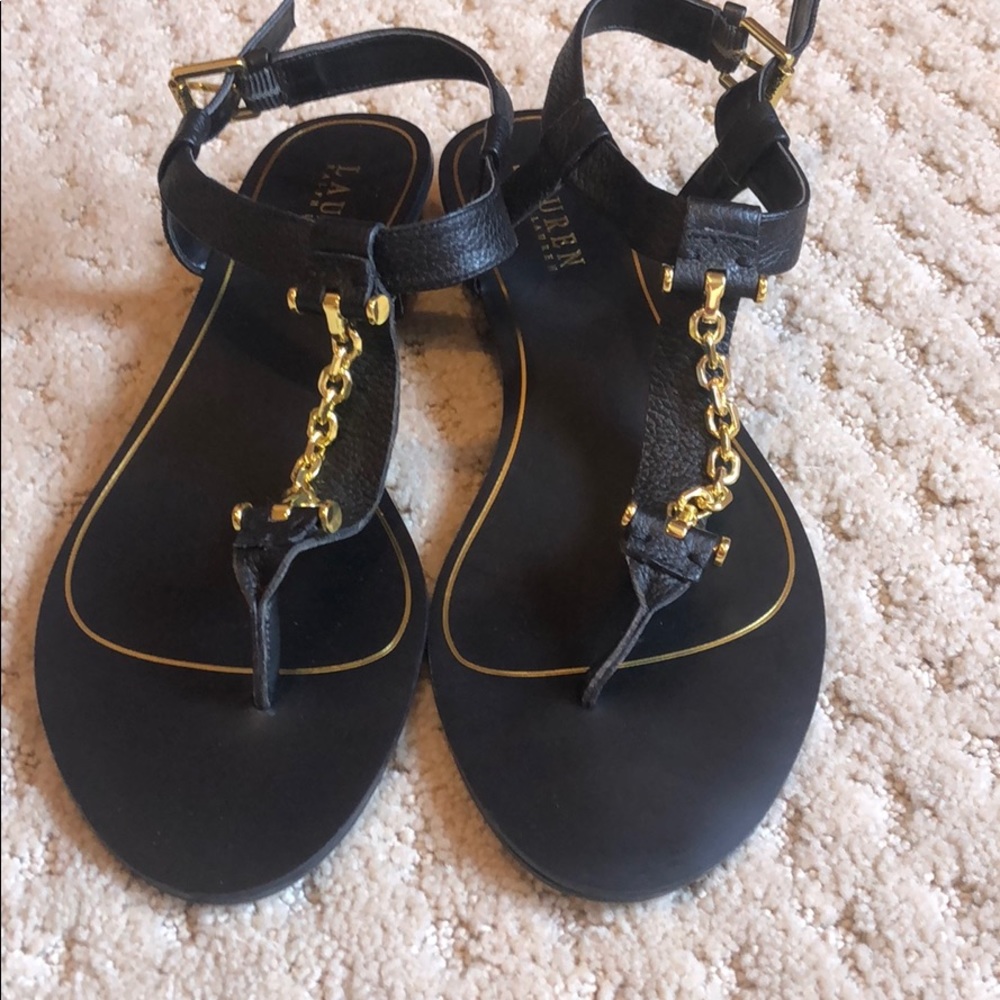Lauren Ralph Lauren Black and Gold Sandals